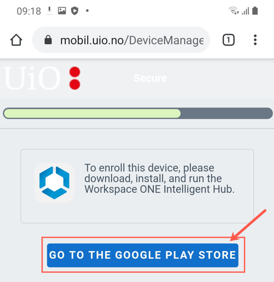 Screenshot: Go to Play Store to install Intelligent Hub